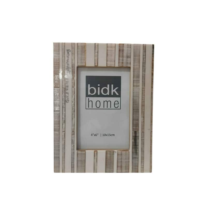 Striped Rectangular Picture Frame - for 4" x 6" Photo - White and Gray