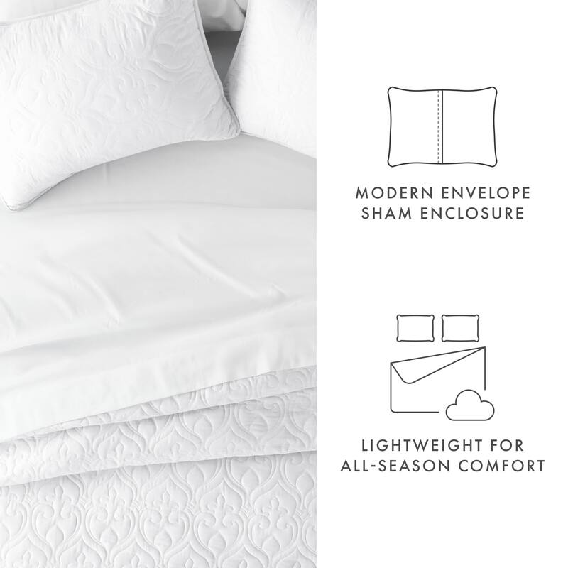 Soft Essentials Premium Ultra Soft Damask Pattern Quilted Coverlet Set