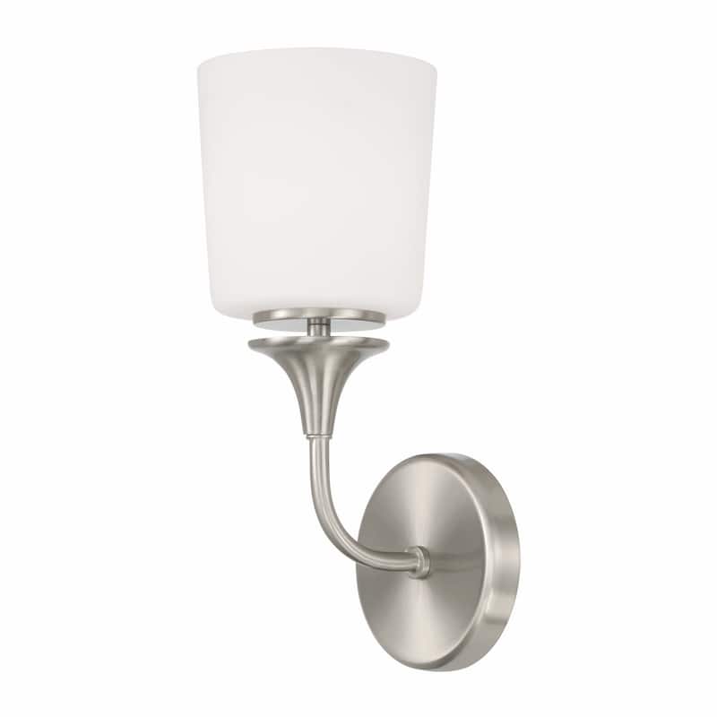 Presley 1-light Wall Sconce w-Soft White Glass - Brushed Nickel