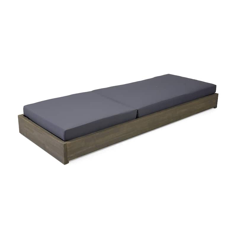 Ian Outdoor Acacia Wood Chaise Lounge with Cushion by Christopher Knight Home
