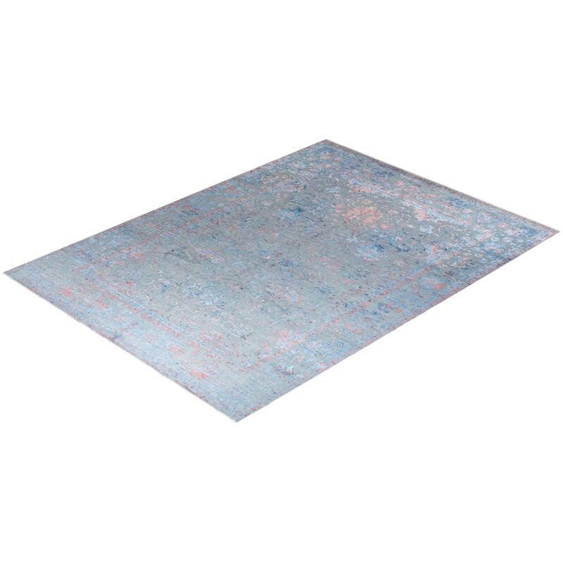 Ikat One-of-a-Kind Hand-Knotted Area Rug - Gray, 9' 0" x 12' 1" - 9' 0" x 12' 1"