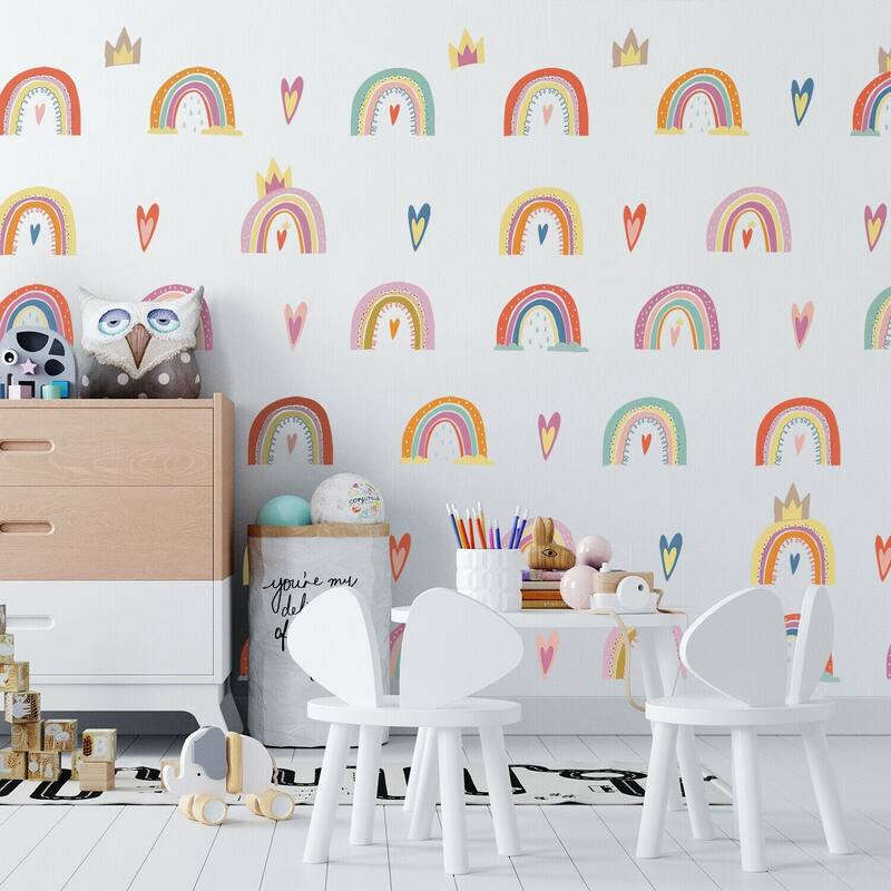 Walplus Hand-drawn Rainbows Love Children Wall Sticker Nursery Decor