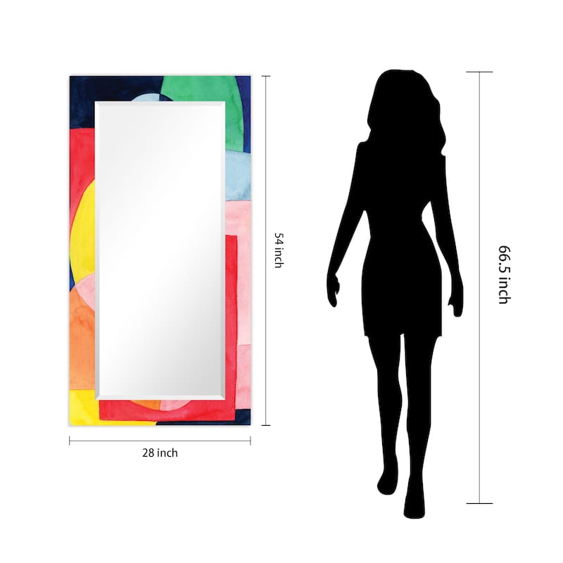 Launder Rectangular Beveled Mirror on Free Floating Printed Tempered Art Glass - Clear - 54" x 28"
