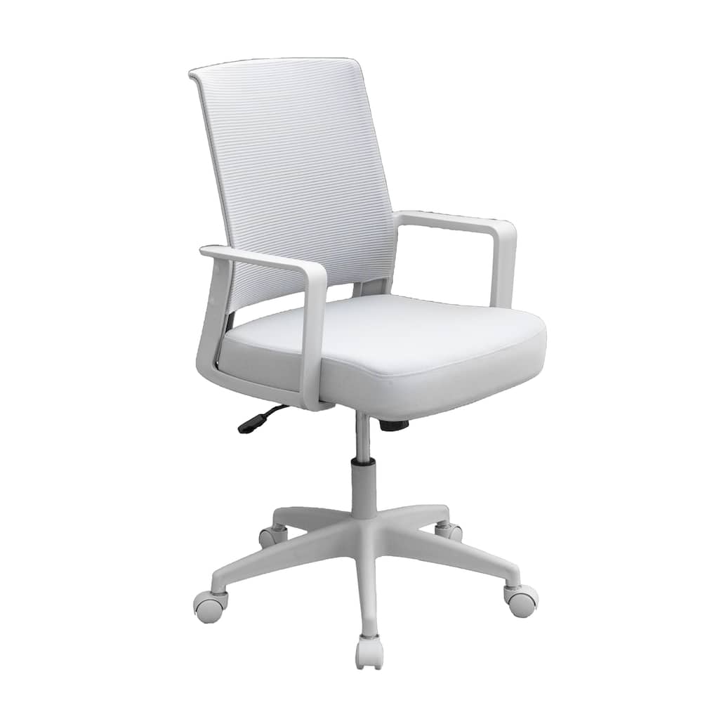 Commercial Rolling Task Chair, Gray Mesh, Foam Seat, Fixed Nylon Arms