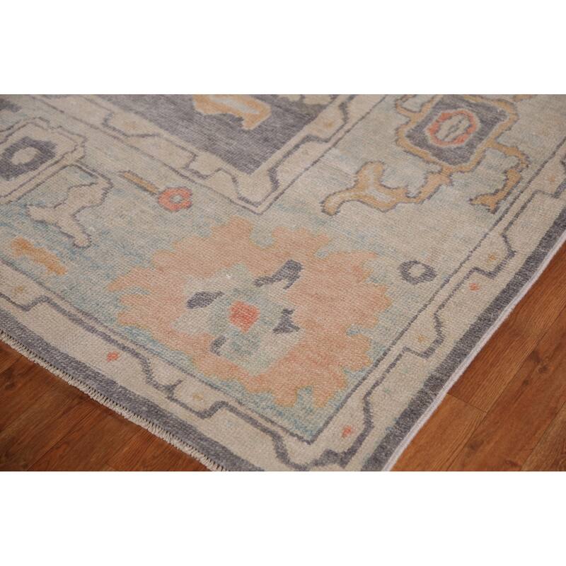 Hand Knotted Oriental 100% Wool Carpet Transitional All-Over Greys & Charcoal Oushak Area Rug - 11' 7'' X 8' 10''