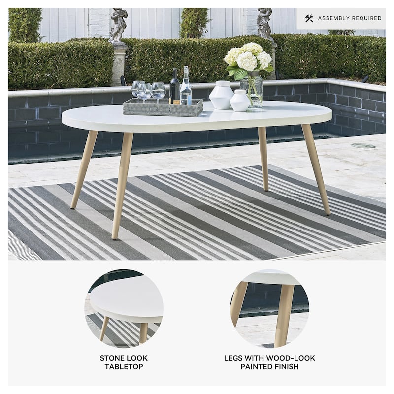 Signature Design by Ashley Seton Creek White Outdoor Dining Table - 80" W x 42" D x 28.88" H