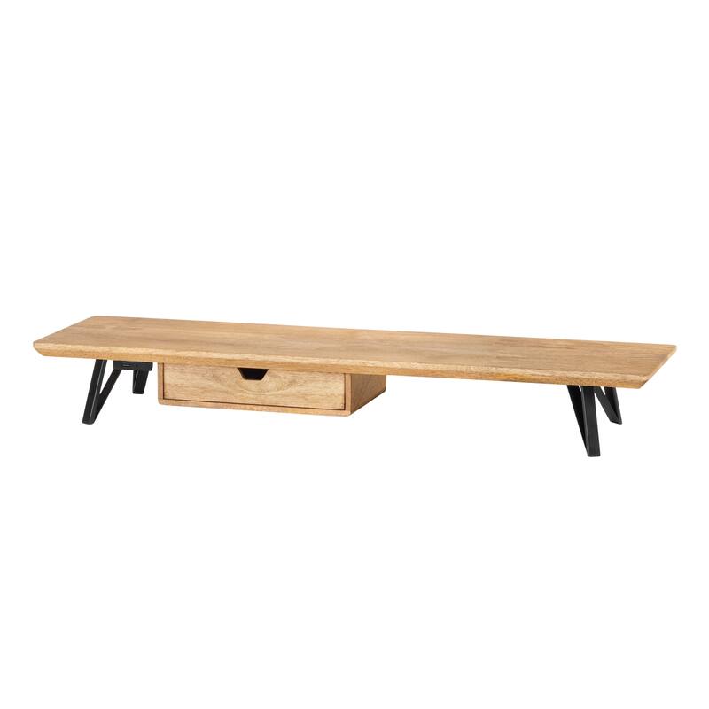 Jani Wood Monitor Stand Riser Desk - Ergonomic Design Stand, Desktop Organizer Table for Home, Office Workspace, Gaming Desk