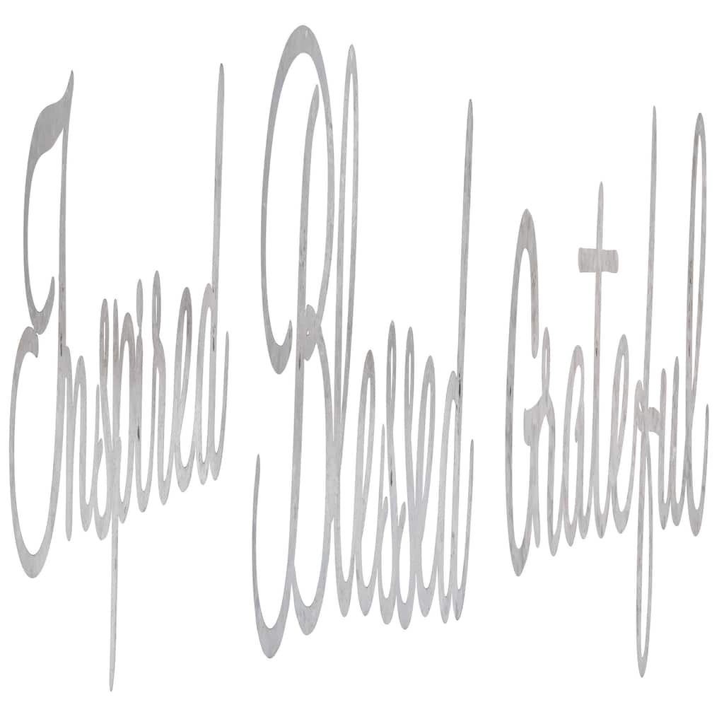 Transpac Metal Hanging Inspirational Words Set of 3 Spring Home Decorations