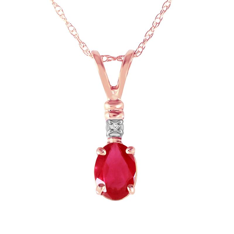 0.46 Carat 14K Solid Gold Pulse Natural Ruby Diamond Elegant Necklace - 18 Inch - Rose