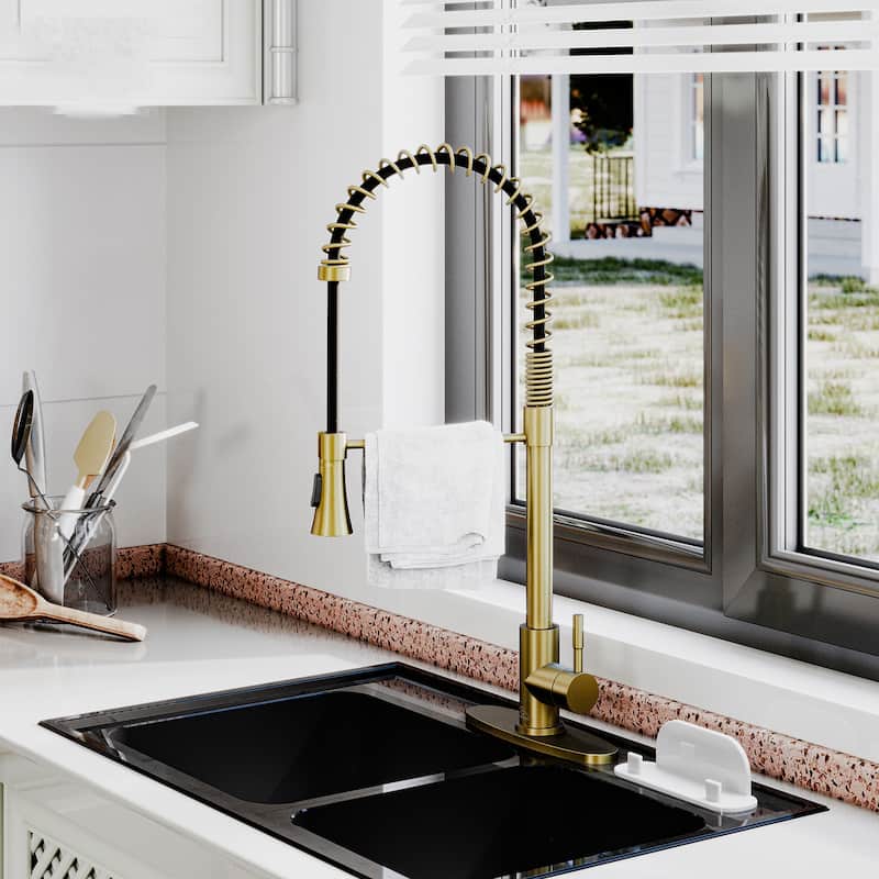 Single-Handle Spring Pull Down Sprayer Kitchen Faucet with Dual-Function Spray Head