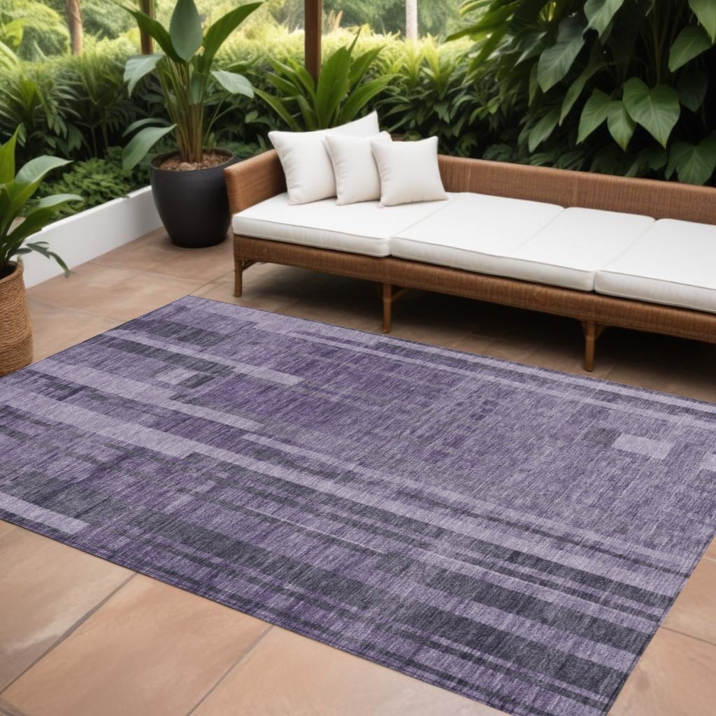 HomeRoots Striped Transitional Rectangle Outdoor Rug