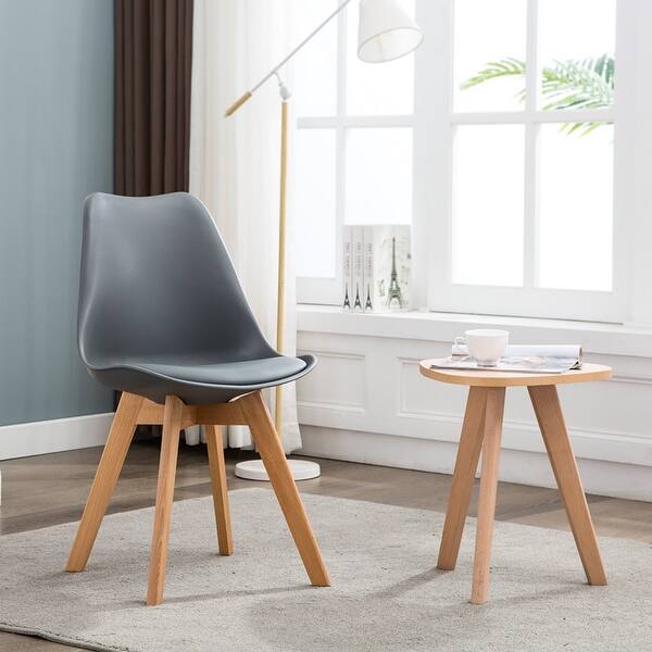 Shop Modern Dining Room Chair Wood Faux Leather Set Of 4 Grey