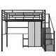 preview thumbnail 12 of 30, Midcentury Modern Design Full Size Metal Loft Bed with Wardrobe,Build-in Desk with Storage Shelf