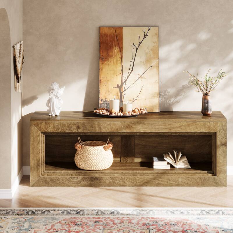 63" Extra Long TV Stand with Storage Shelves, Media Console Entertainment Center for 55/60/65/75-Inch TVs Living Room Bedroom