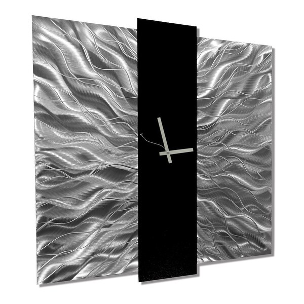 Statements2000 Black / Silver 24-inch Metal Hanging Wall Clock - Elegant Mechanism