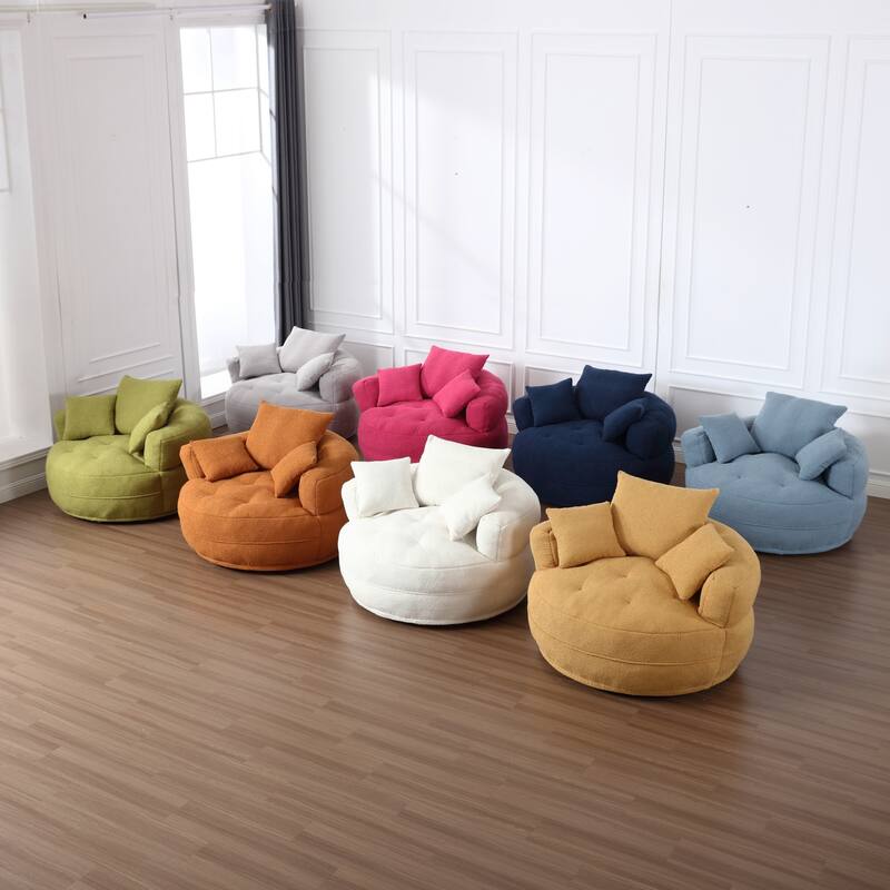 Circular wide living room fabric sofa, balcony swivel sofa chair