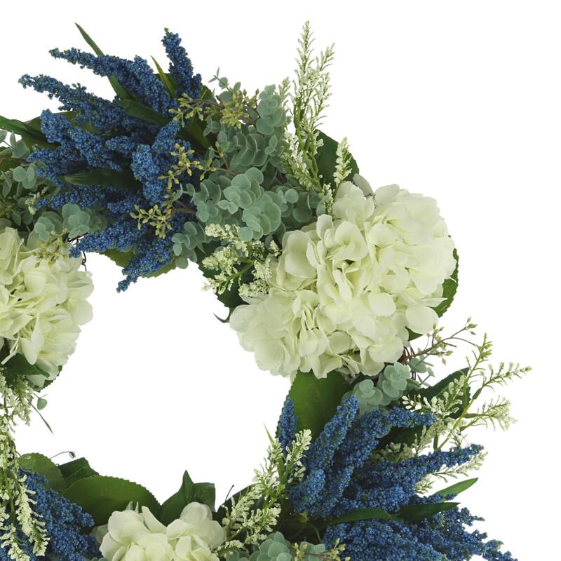 25" Hydrangea, Heather and Eucalyptus Wreath
