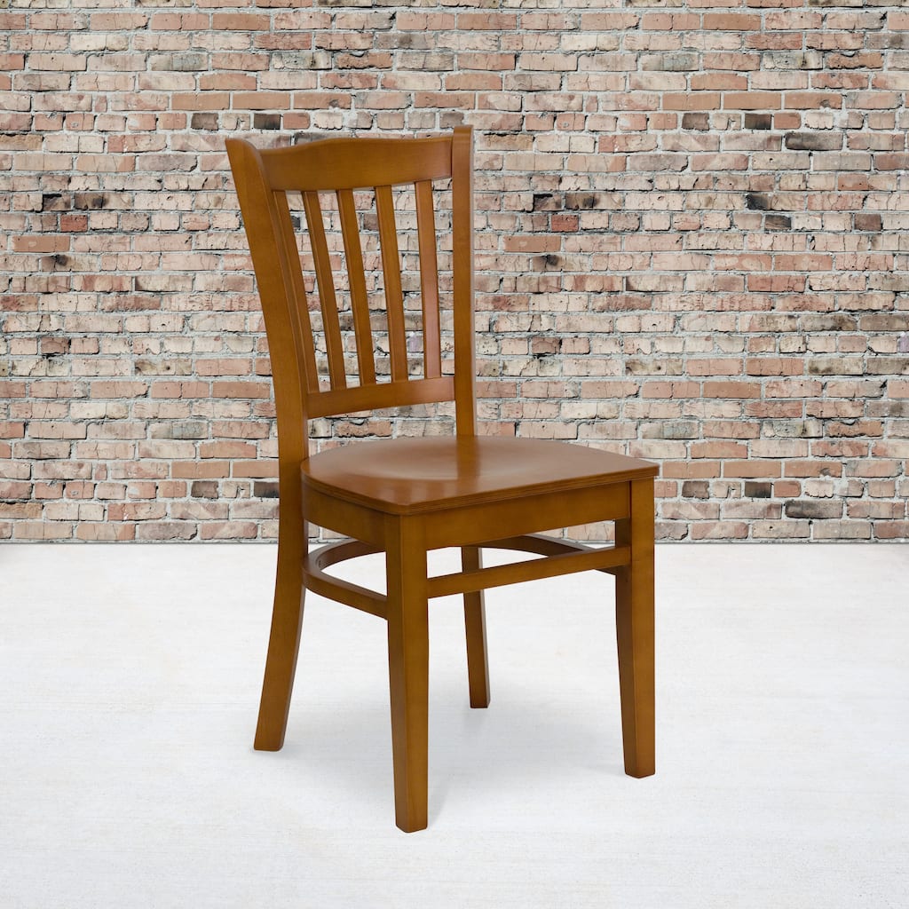 Vertical Slat Back Wooden Restaurant Chair - 16.75"W x 20.75"D x 34.5"H - 16.75"W x 20.75"D x 34.5"H