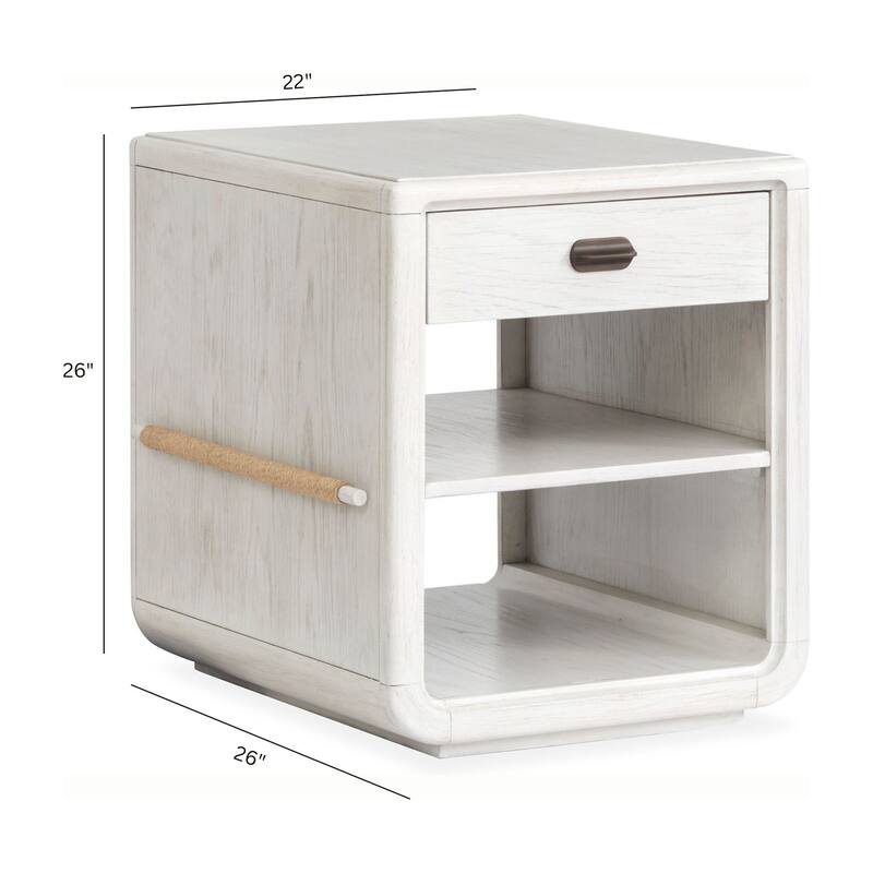 Magnussen Home Sunset Cove Moonlight Pearl Chairside End Table - 22''W x 26''D x 26''H