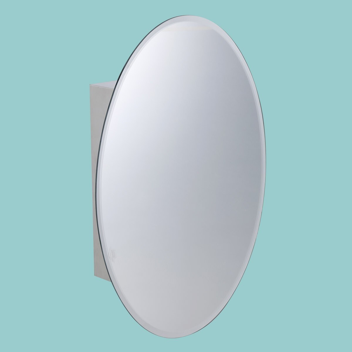 Shop Medicine Cabinet Brushed Stainless Oval Mirror Wall Mount