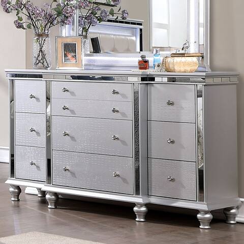 Furniture of America Aaronce Modern Silver Multi-Storage Dresser