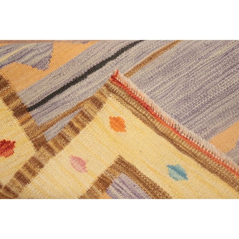 Hand Woven Oriental 100% Wool Carpet Southwestern Tribal Oranges & Rust Kilim Area Rug - 4' 0'' X 2' 0''