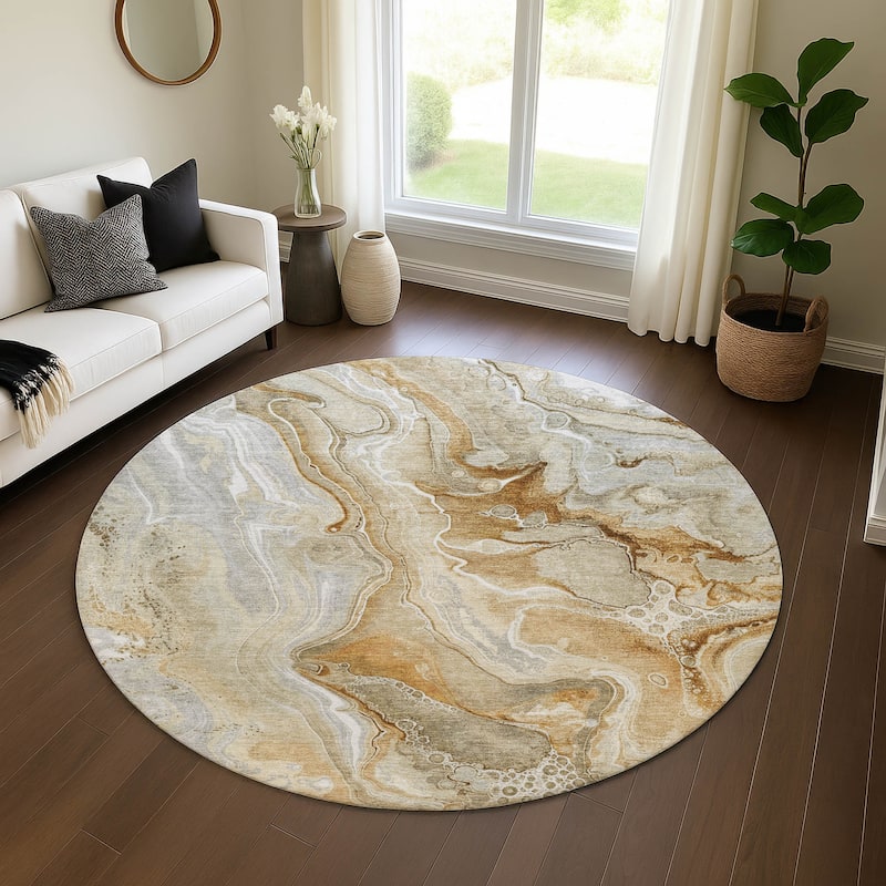 Premium Washable Super Soft Modern Glam Mayfield Rug - Pewter - 8' x 8'