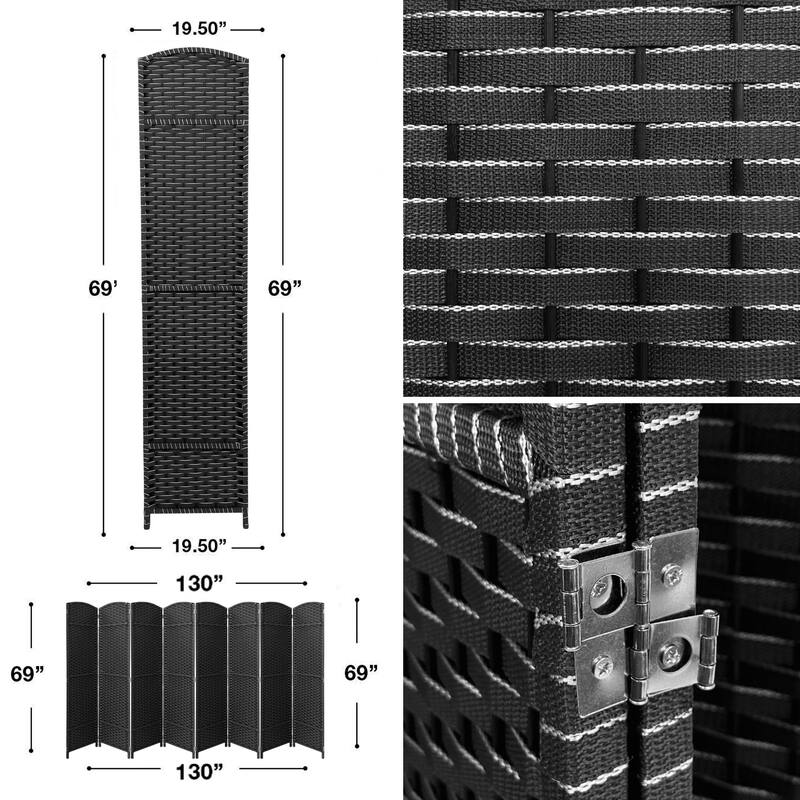 Room Divider Folding Privacy Screen Tall Partition Foldable Wall 8 Panel - 96” L x 19.50” W x 69” H