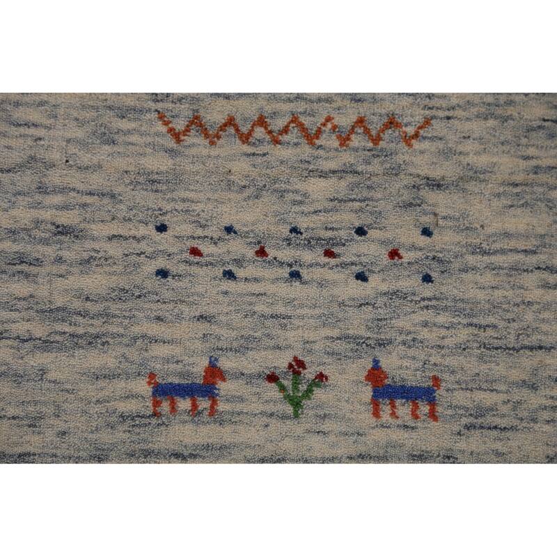 Tribal Gabbeh Oriental Rug Hand-Knotted Living Room Wool Carpet - 9'0" x 11'7"