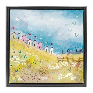Stupell Beach Huts on Hillside Framed Floater Canvas Wall Art Design By ...