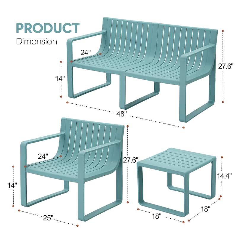 Werph 4 Person Patio Furniture Set, Outdoor Furniture Patio Table and Chairs Set