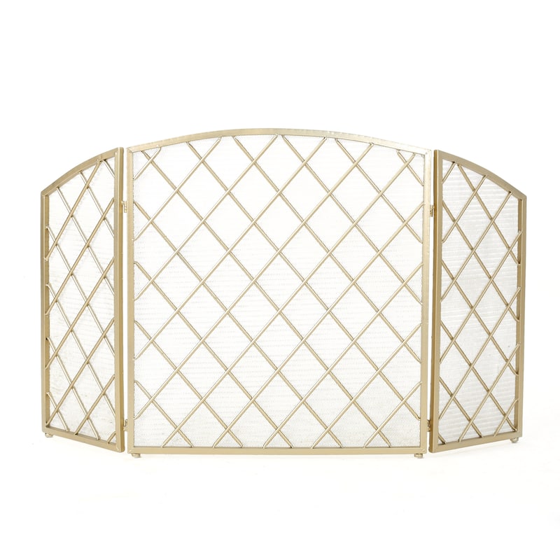 Roomfitters Modern Geometric Fireplace Screen, Single-Panel Design with Stylish Circle Patterns and Durable Mesh