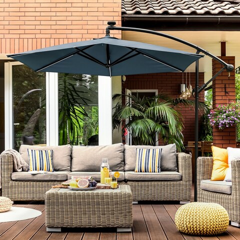 Glam 10-foot Solar LED & UV 50+ Cantilever Umbrella (No Base)