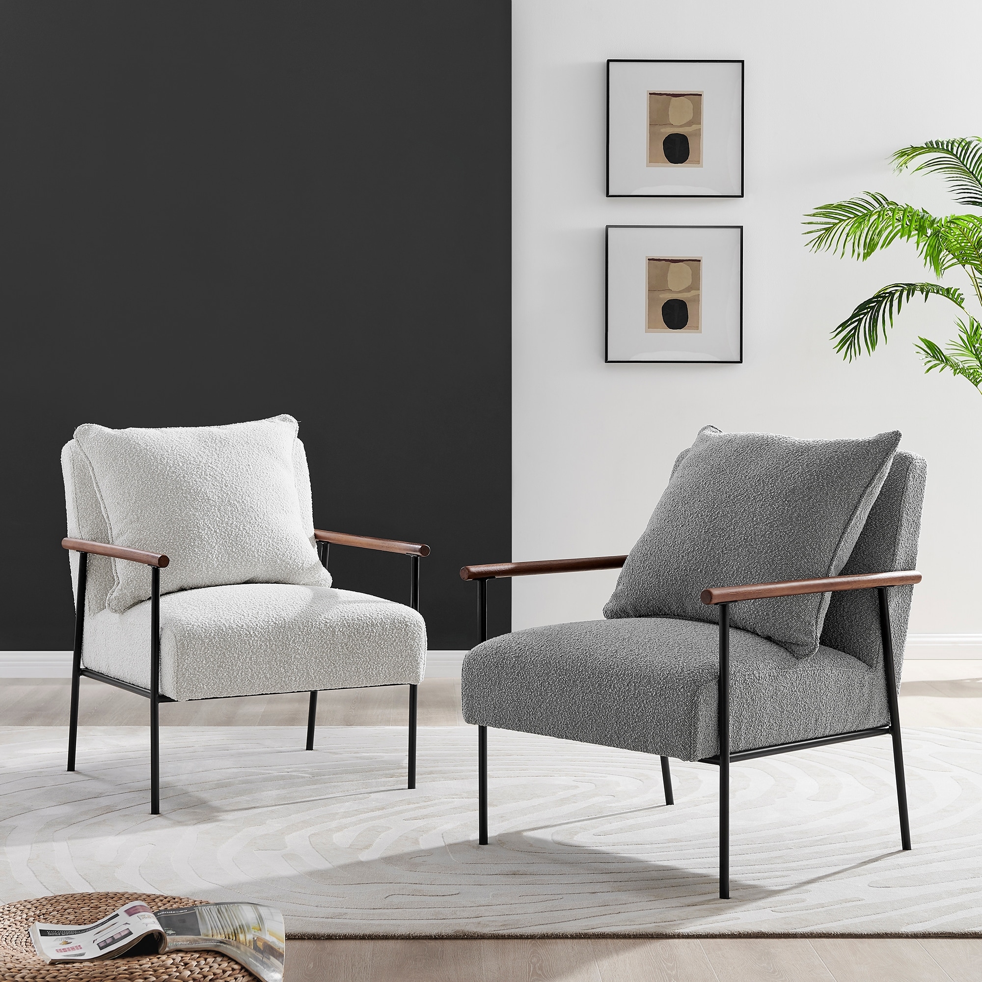 NPD Furniture Quinton Boucle Accent Arm Chair