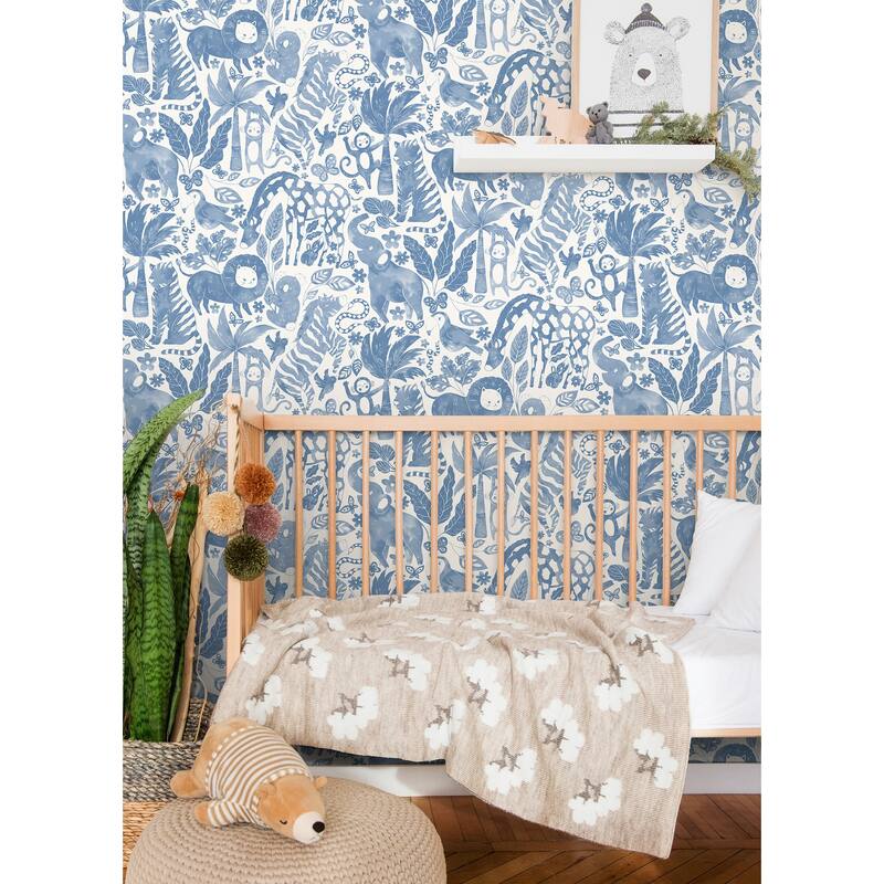 NuWallpaper Sweet Safari Blue Peel & Stick Wallpaper