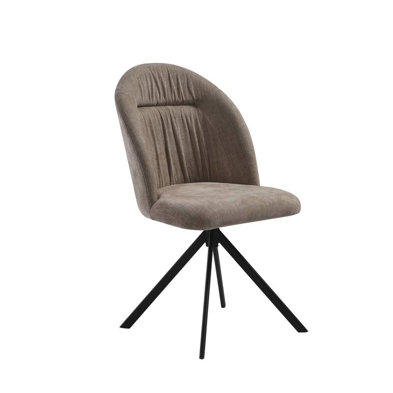 Honey Contemporary 7-Piece Dining Set with Dark Wood and Black Sintered Stone Table Top, and Upholstered Armchairs