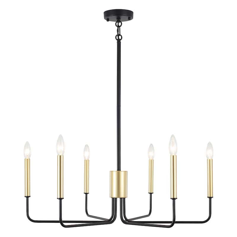 Modern 6-Light Simple Candle Chandelier for Kitchen Island, Living Room, Bedroom, Foyer