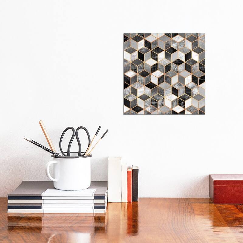 iCanvas "Black And White Cubes" by Elisabeth Fredriksson Canvas Print - 12x12x0.75