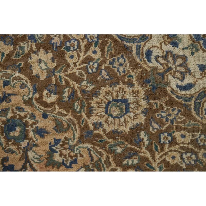 Traditional Mashad Vintage Persian Area Rug Handmade Wool Carpet - 9'7" x 12'5"