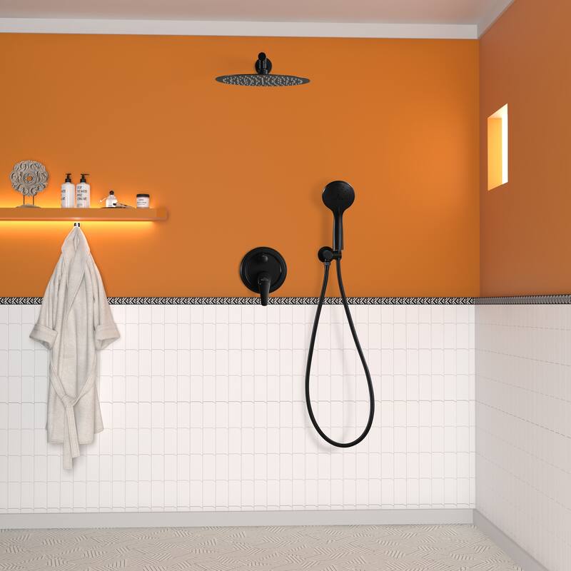 5-Spray Patterns with 9/10/12-in Wall Mount Dual Shower Heads