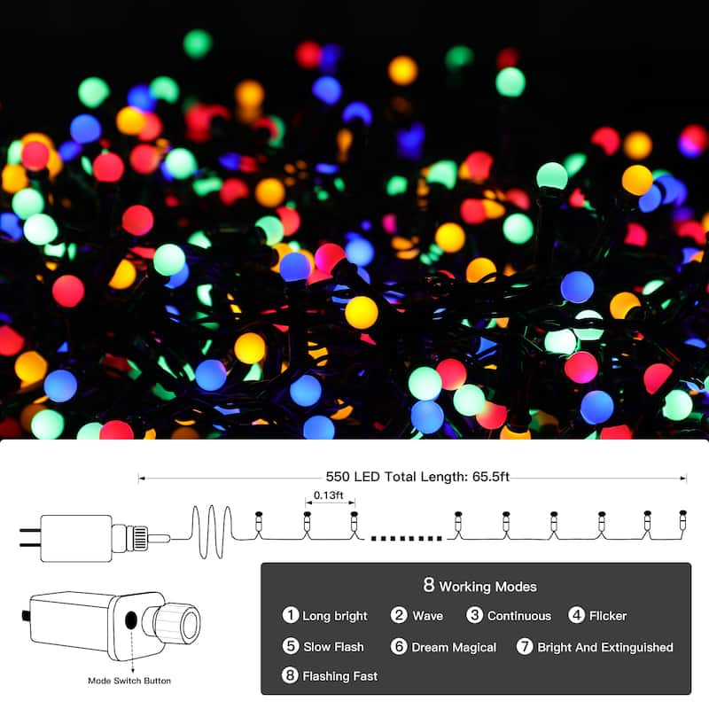 32.8/65.6FT Outdoor LED Pulg In 300/550-Bulb Mini String Lights