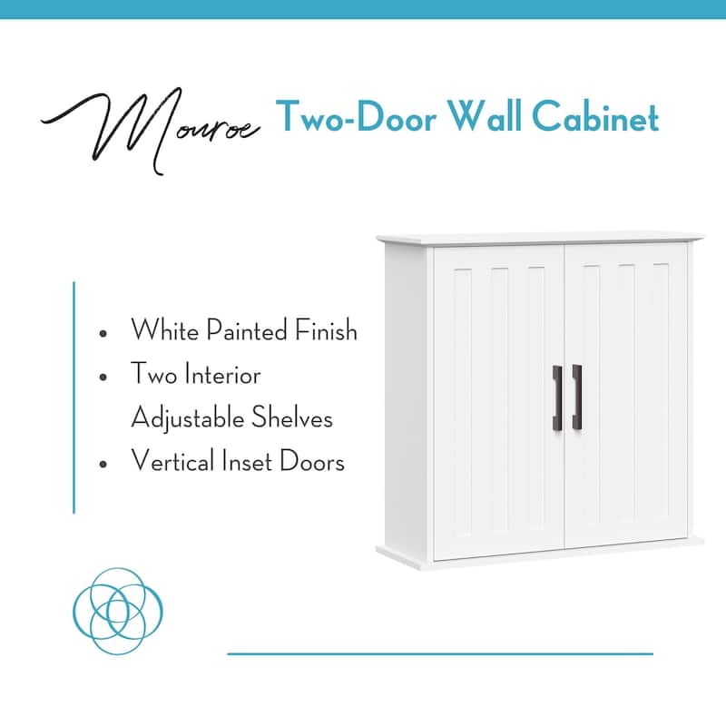 RiverRidge Monroe Two-Door Bathroom and Laundry Wall Mount Storage Medicine Cabinet with Fixed and Adjustable Shelves - White