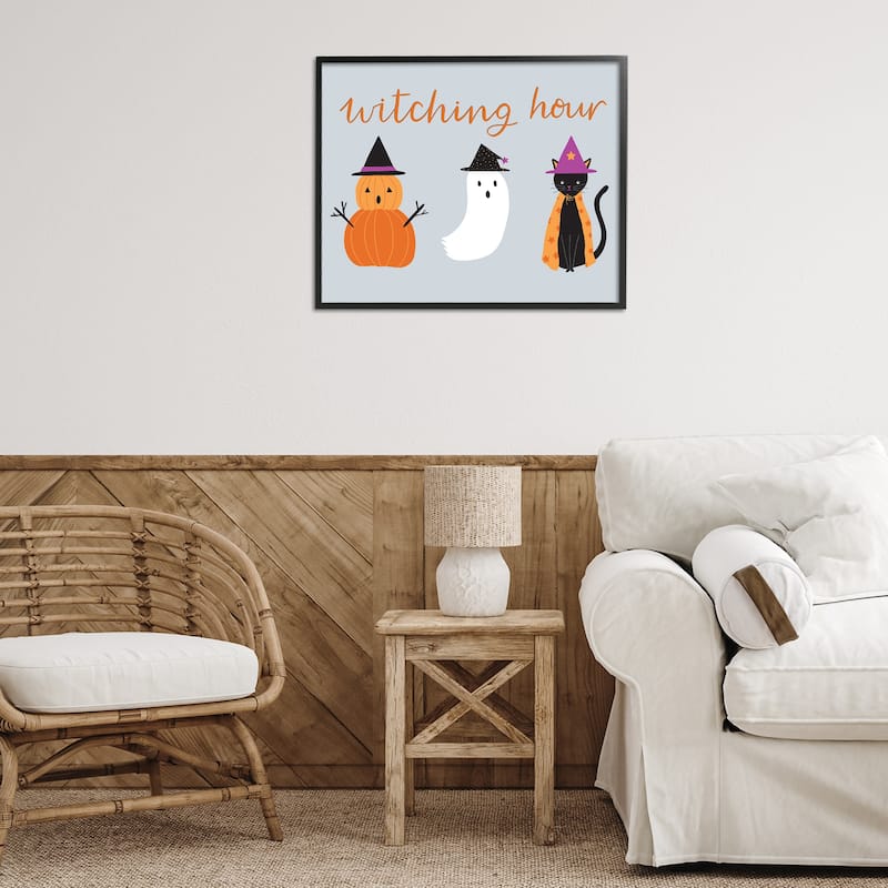Stupell Cute Halloween Witching Hour Framed Giclee Art Design By Sazerelli Designs