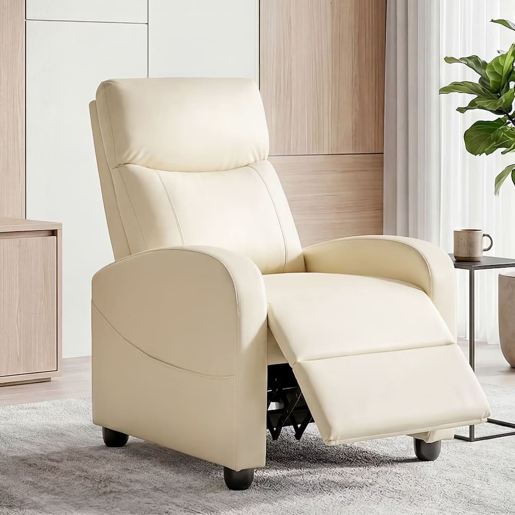 Recliner Chair, Faux Leather Recliner Sofa, Home Theater Seating with Lumbar Support for Living Room