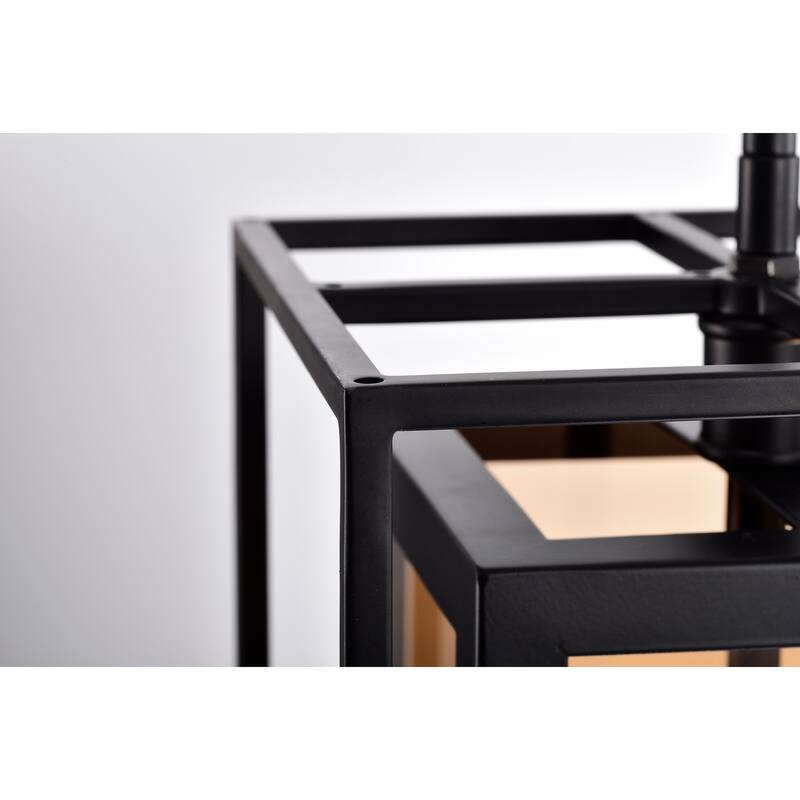 Anhara Matte Black 3-Light Metal & Glass Geometric Pendant Light