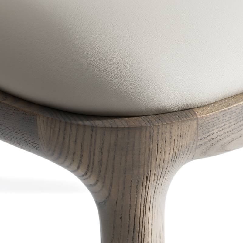 Modrest Stanley Contemporary Grey Leatherette and Grey Ash Set of 2 Dining Chair