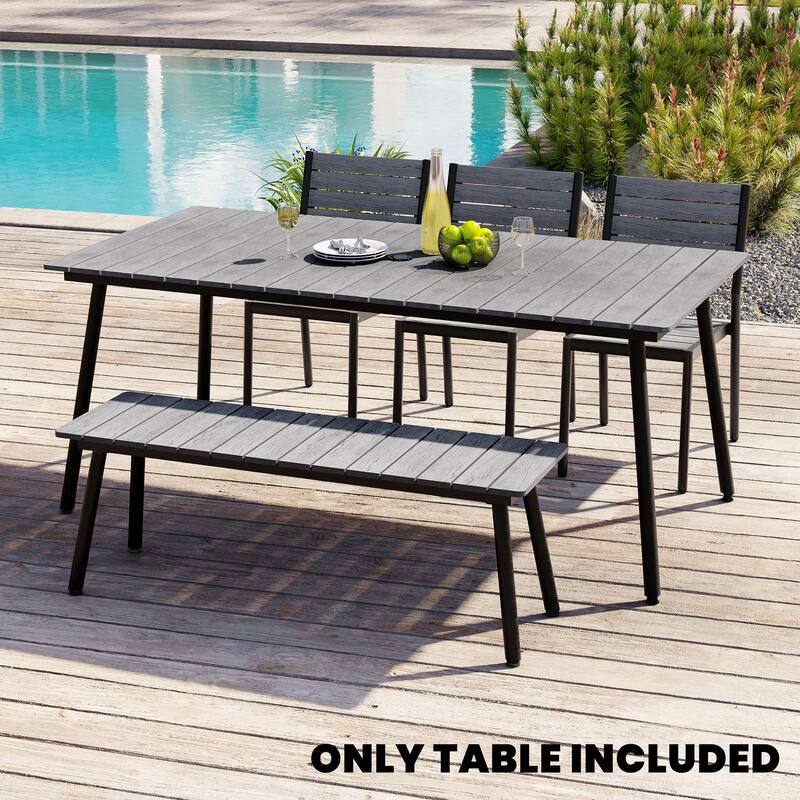 Outdoor Dining Furniture Rectangular Dining Table with Umbrella Hole