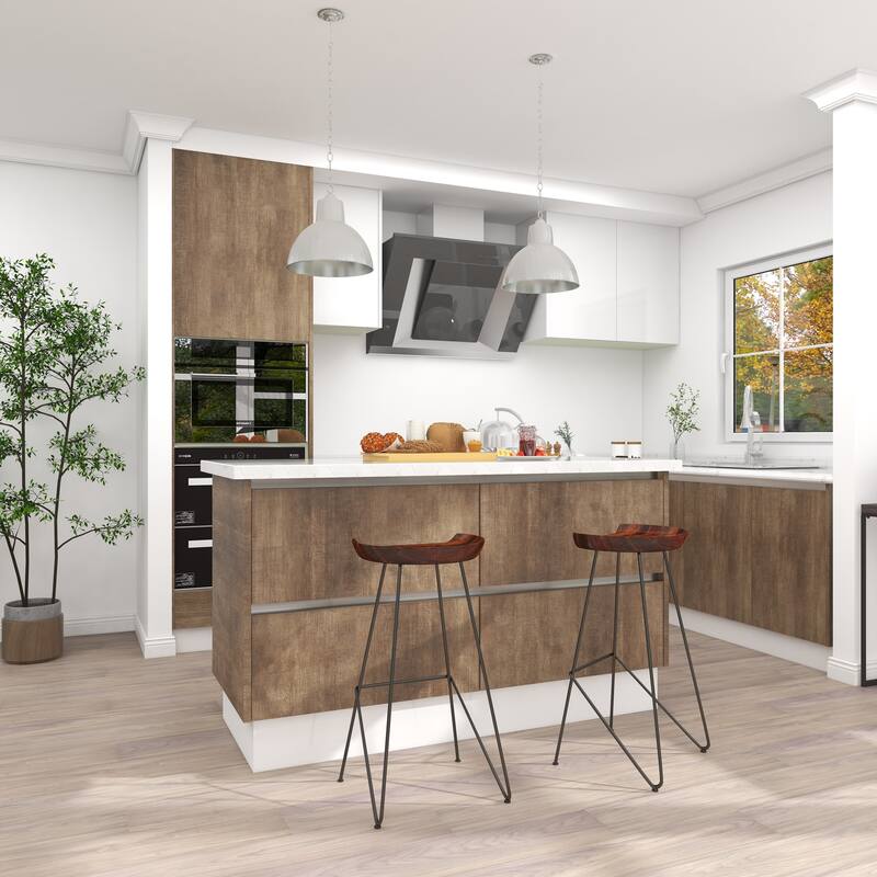 Brown Metal Bar Stool with Wood Seat