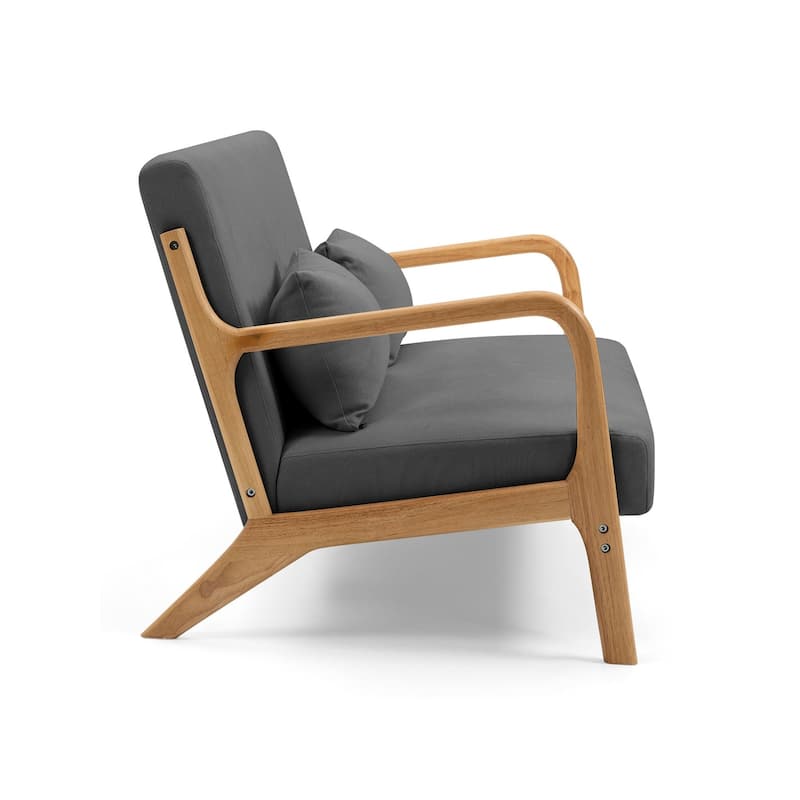 Linen Accent Chair Set of 1 Chairs Included with Solid Wood Armrest and Feet