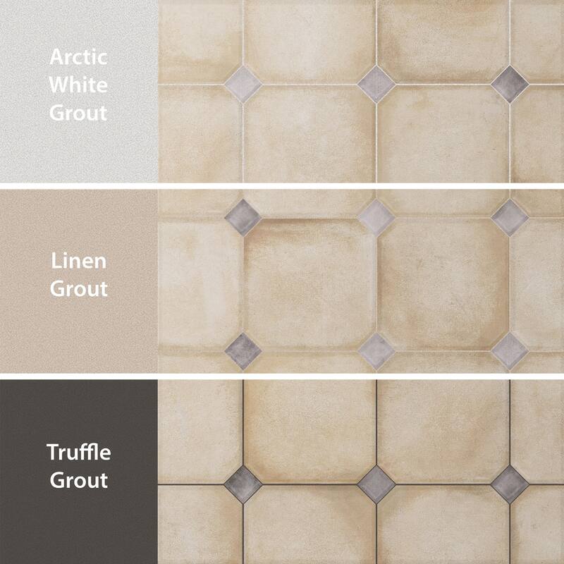 Merola Tile Laverton Octagon Beige with Taco Gris 7-7/8" x 7-7/8" Porcelain Floor and Wall Tile